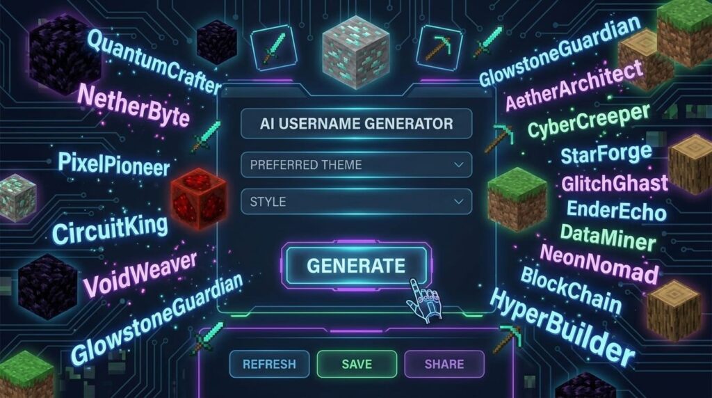 Minecraft Username Ideas Generated by AI